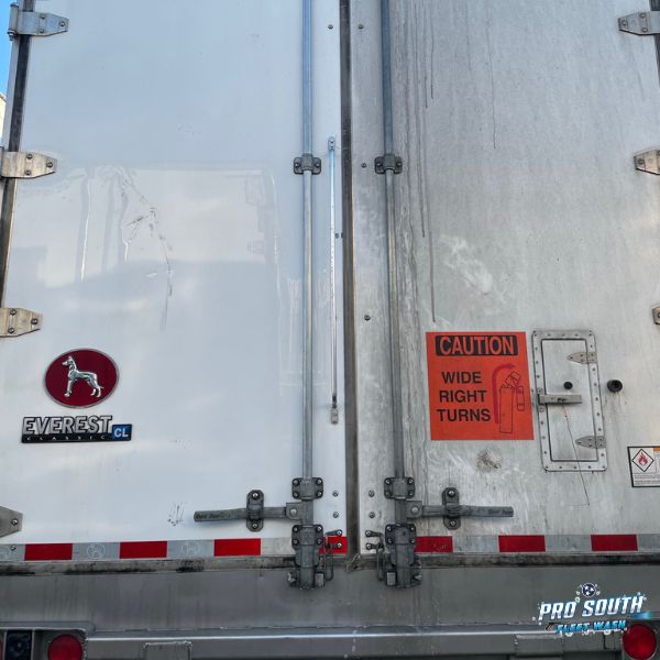 Before and After Pro South Fleet Wash Semi Truck Trailer Rear