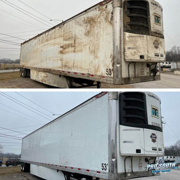 Before and After Pro South Fleet Wash Semi Truck Trailer