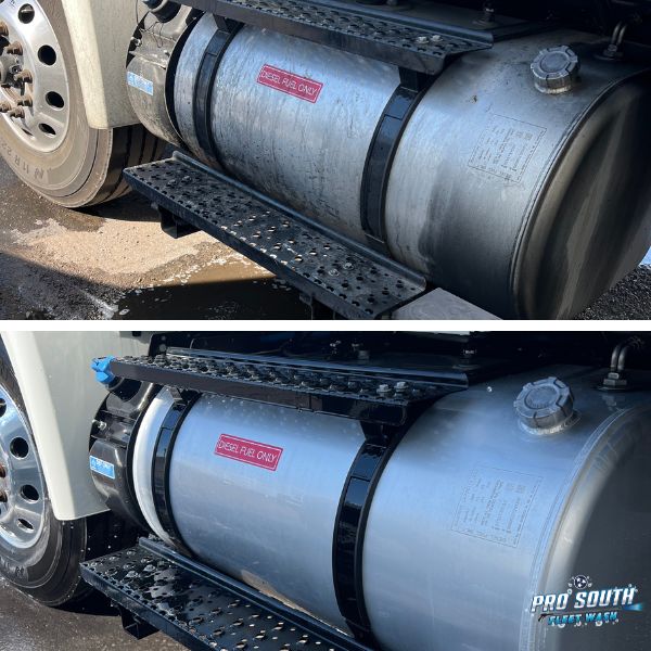 Before and After Pro South Fleet Wash Semi Truck Tank